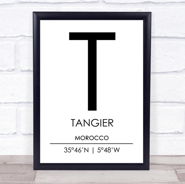 Tangier Morocco Coordinates World City Travel Print