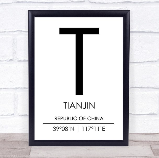 Tianjin Republic Of China Coordinates Travel Print