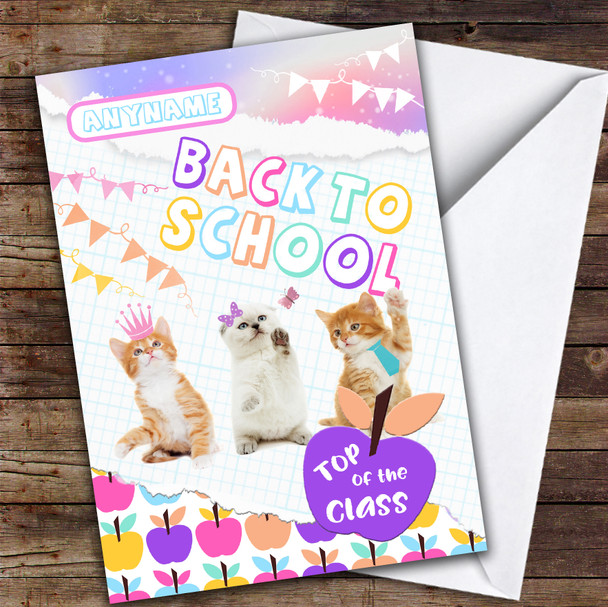 Cute Kitten Class Paws Up Back To School Customised Good Luck Card