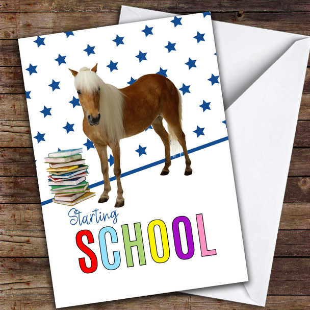 Starting School Funny Pony Star Design Customised Good Luck Card