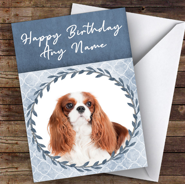 Cavalier King Charles Spaniel Dog Blue Animal Customised Birthday Card