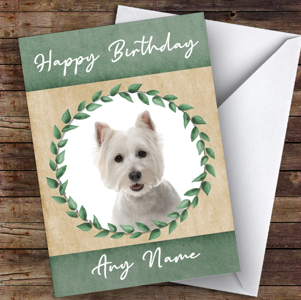 West Highland White Terrier Dog Green Animal Customised Birthday Card