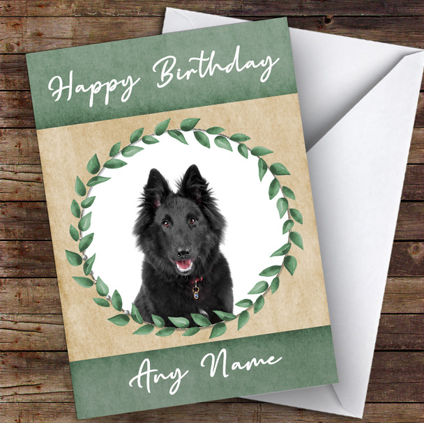 Belgian Shepherd Sheepdog Dog Green Animal Customised Birthday Card