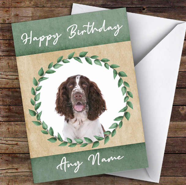 English Springer Spaniel Dog Green Animal Customised Birthday Card