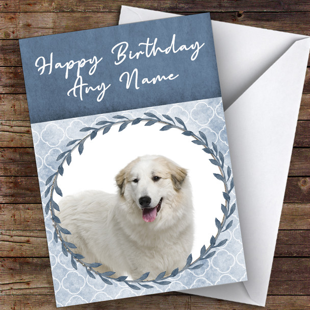 Great Pyrenees Mountain Dog Blue Animal Customised Birthday Card