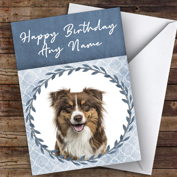 Australian Shepherd Dog Blue Animal Customised Birthday Card