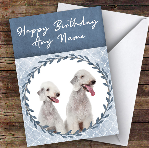 Bedlington Terrier Dog Blue Animal Customised Birthday Card