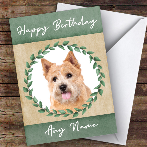 Norwich Terrier Dog Green Animal Customised Birthday Card