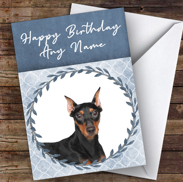 German Pinscher Dog Blue Animal Customised Birthday Card