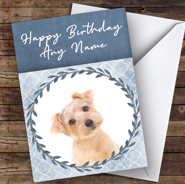 Norfolk Terrier Dog Blue Animal Customised Birthday Card