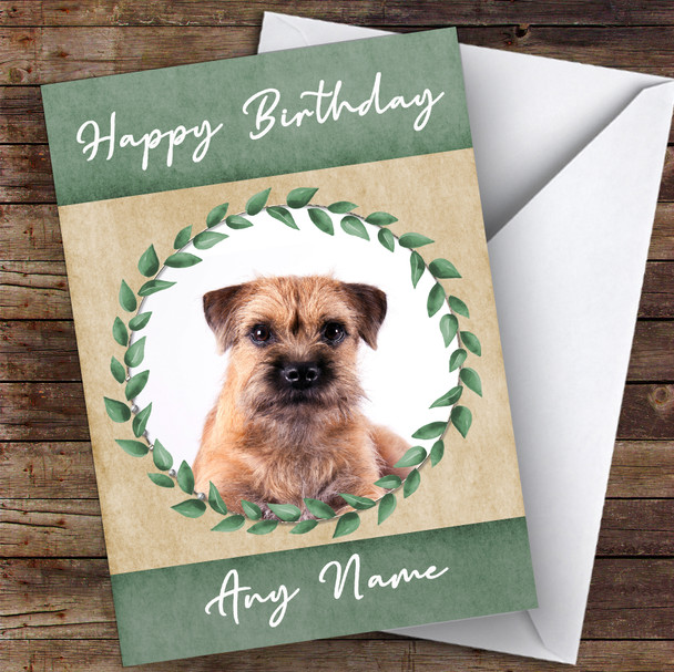 Border Terrier Dog Green Animal Customised Birthday Card