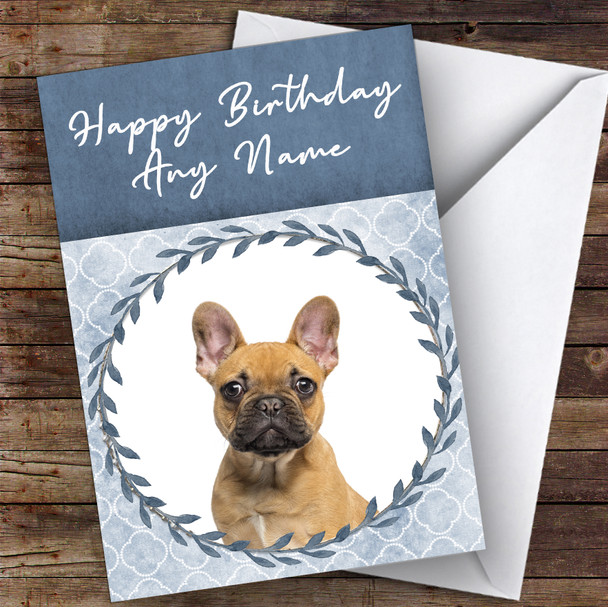 French Bulldog Dog Blue Animal Customised Birthday Card
