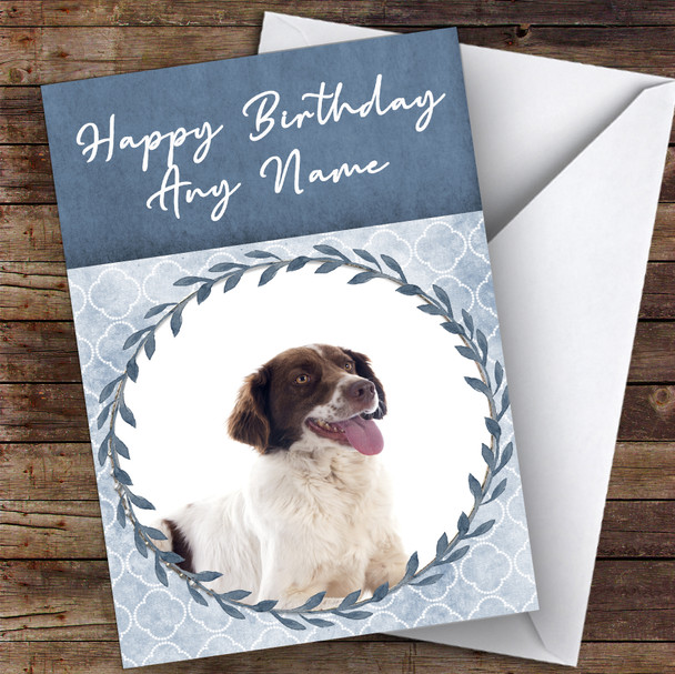 French Spaniel Dog Blue Animal Customised Birthday Card