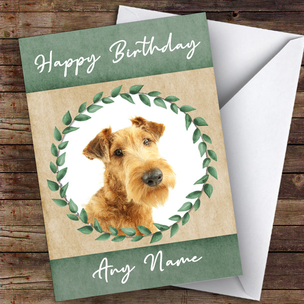 Irish Terrier Dog Green Animal Customised Birthday Card