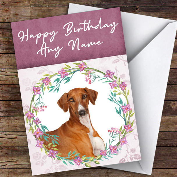 Azawakh Dog Pink Floral Animal Customised Birthday Card