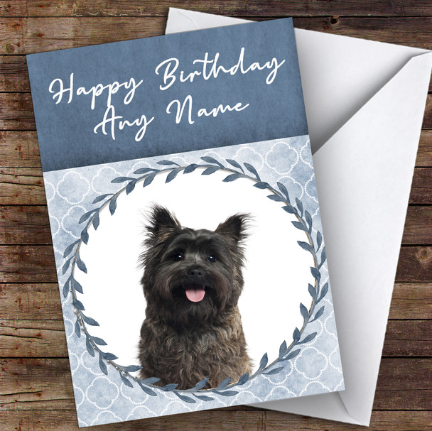 Cairn Terrier Dog Blue Animal Customised Birthday Card
