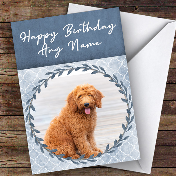 Goldendoodle Dog Blue Animal Customised Birthday Card