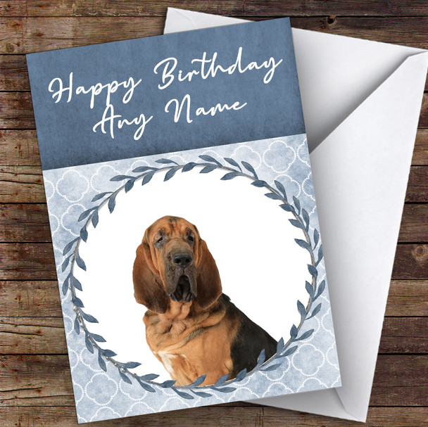 Bloodhound Dog Blue Animal Customised Birthday Card