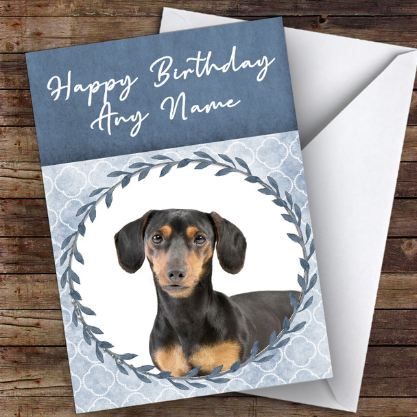 Dachshund Dog Blue Animal Customised Birthday Card