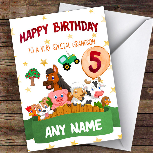 Customised Boys Birthday Card Farm Animals 7Th 8Th 9Th 10Th 11Th 12Th Grandson