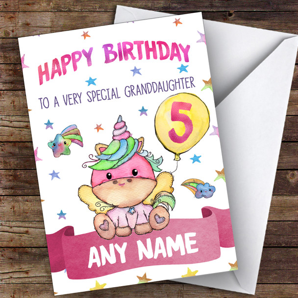 Customised Girls Birthday Card Unicorn 1St 2Nd 3Rd 4Th 5Th 6Th Granddaughter