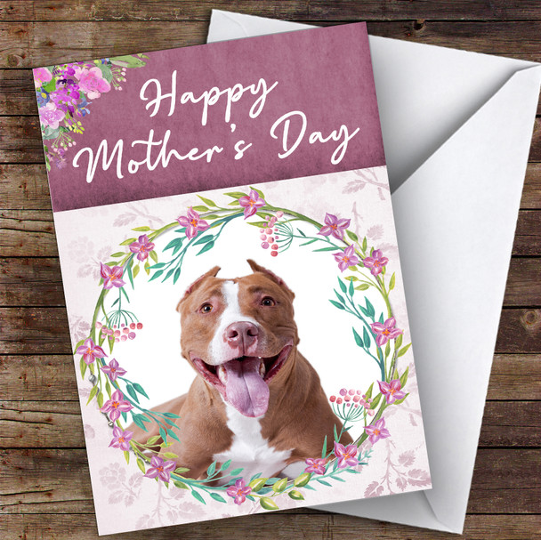 Pit Bull Terrier Dog Traditional Animal Customised Mother's Day Card