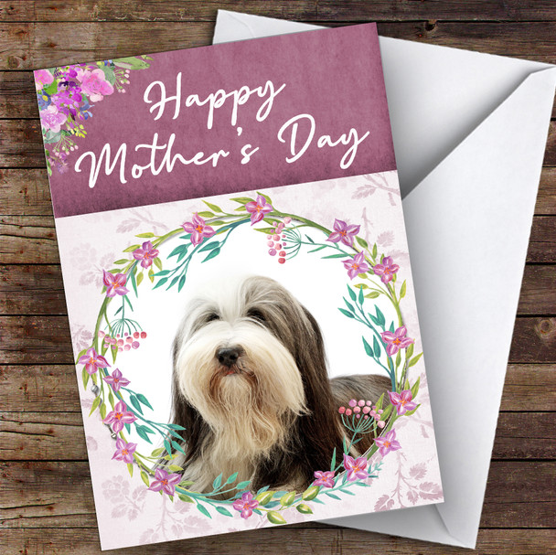 Bearded Collie Dog Traditional Animal Customised Mother's Day Card