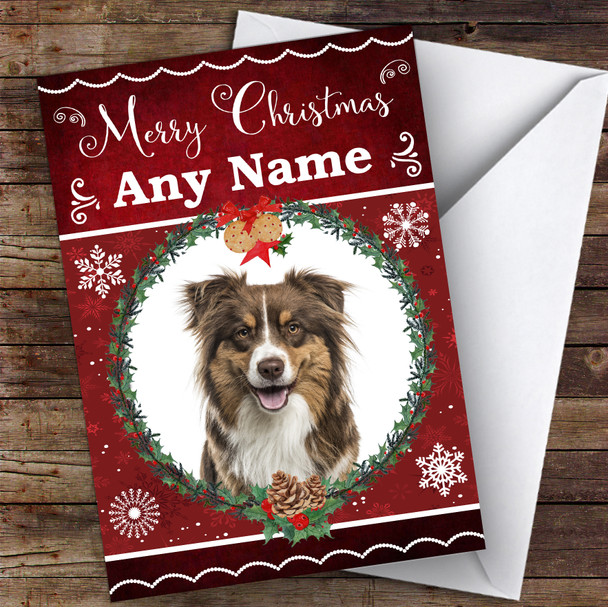 Australian Shepherd Dog Traditional Animal Customised Christmas Card