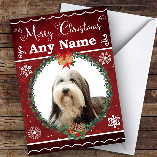 Bearded Collie Dog Traditional Animal Customised Christmas Card