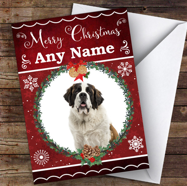 Saint Bernard Dog Traditional Animal Customised Christmas Card