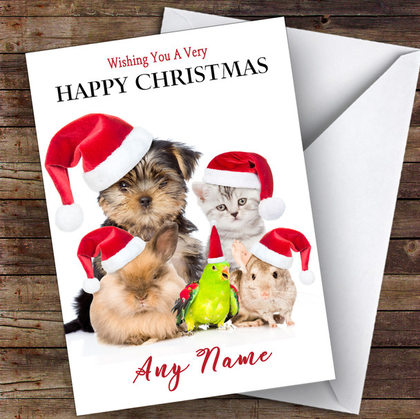 Dog Cat Parrot Rabbit Pets Animal Customised Christmas Card