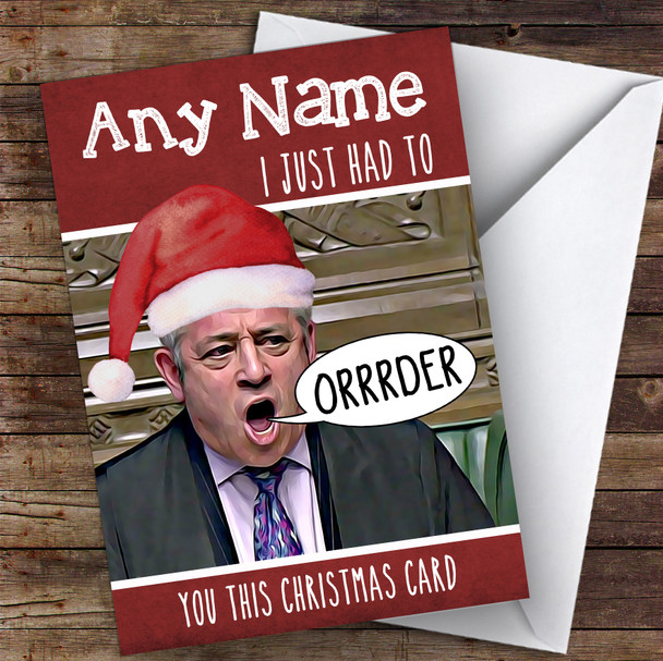 John Bercow Speaker Order Funny Joke Customised Christmas Card