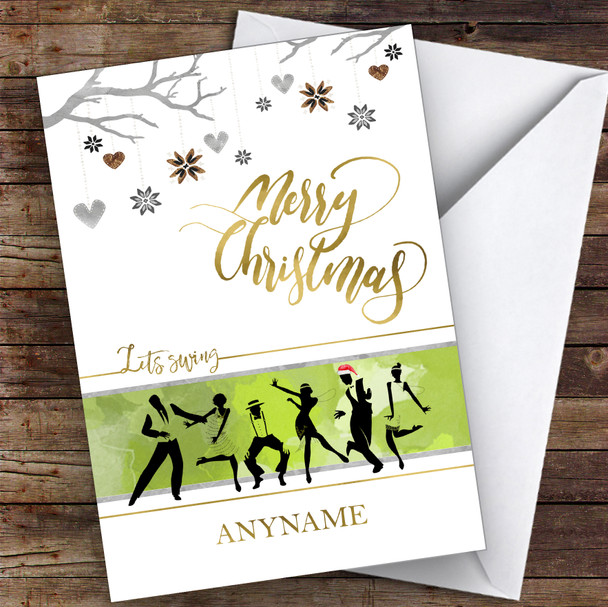 Dance Swingers Silhouette Style Hobbies Customised Christmas Card