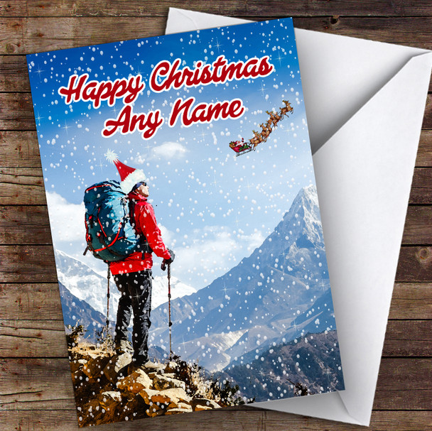 Hiker Walker Hiking Backpacker Hobbies Customised Christmas Card
