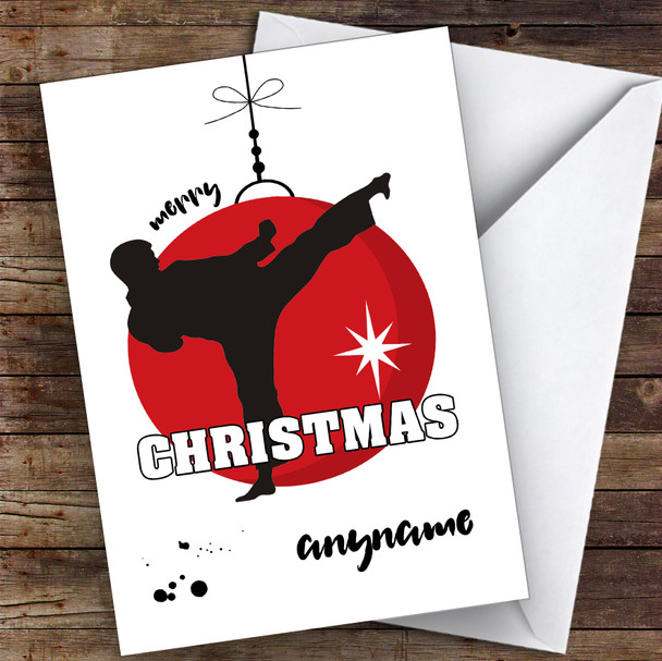 Karate Bauble Silhouette Style Hobbies Customised Christmas Card