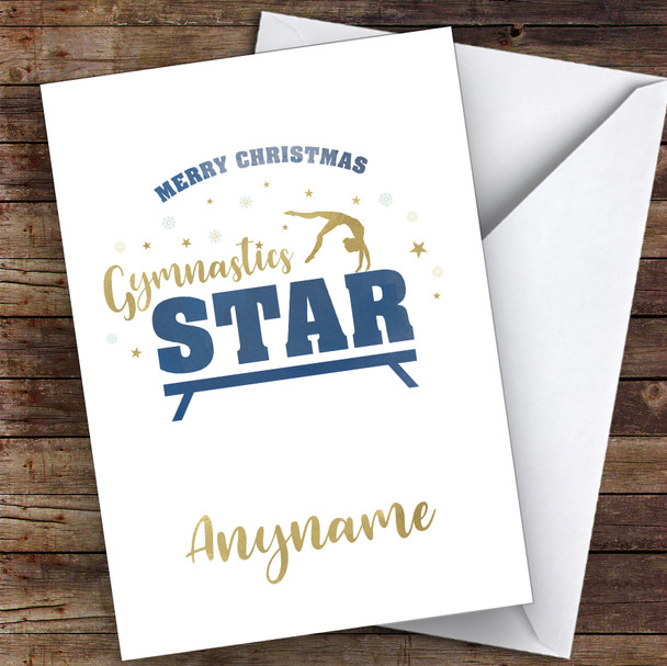 Gymnastics Gold & Blue Style Hobbies Customised Christmas Card