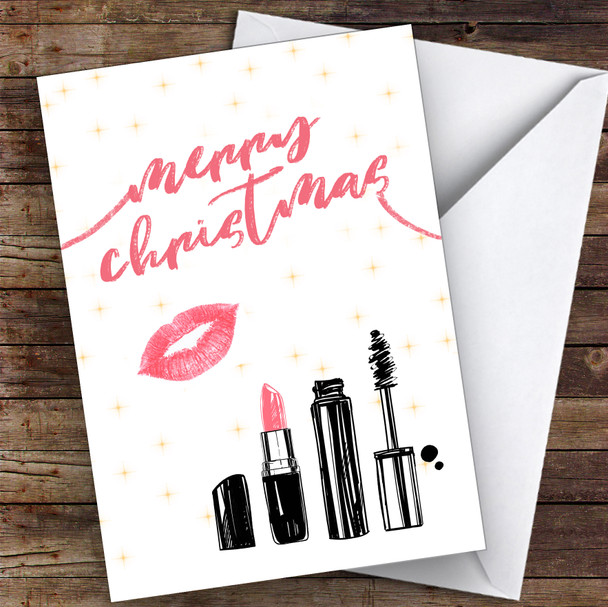 Make Up Scribble Lipstick Hobbies Customised Christmas Card