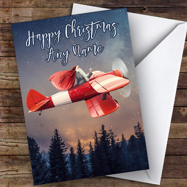 Santa Pilot Plane Night Hobbies Customised Christmas Card