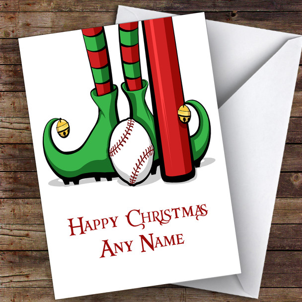 Elf Feet Baseball Hobbies Customised Christmas Card