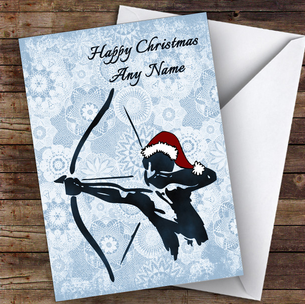 Archery Bow Hat Hobbies Customised Christmas Card