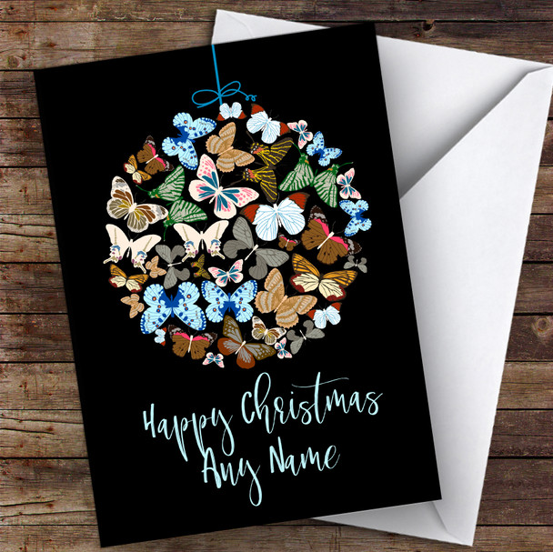 Butterfly Bauble Ornament Modern Customised Christmas Card