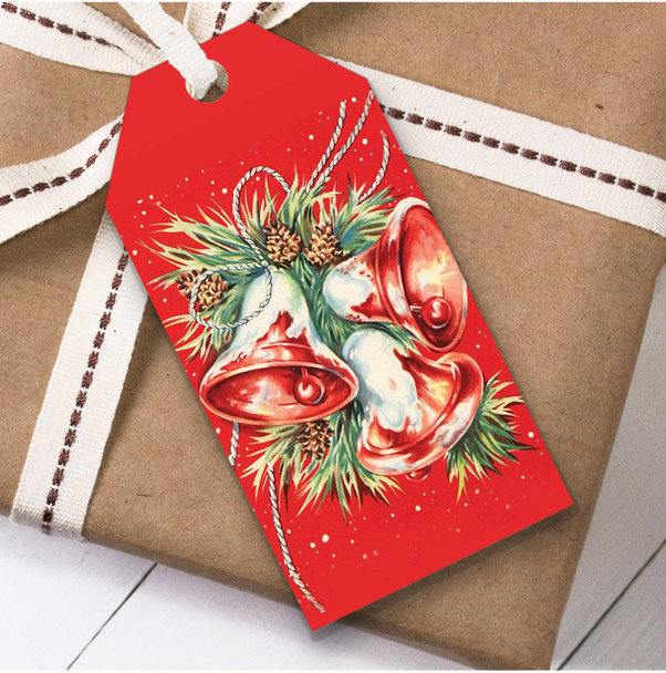 Vintage Traditional Red Bells Christmas Gift Tags