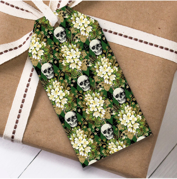 Gothic Skulls And Flowers Christmas Gift Tags