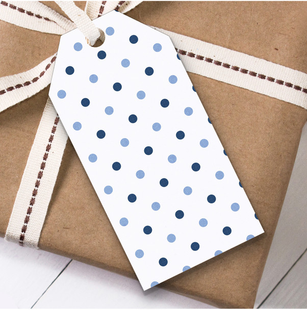 Navy Blue White Polkadots Christmas Gift Tags