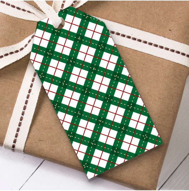 Green White Tartan Check Christmas Gift Tags