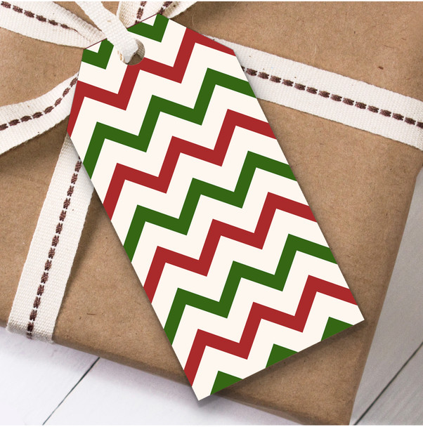 Red Green Cream Chevrons Christmas Gift Tags