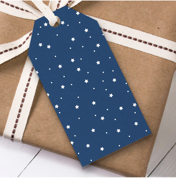 Navy Blue & White Stars Christmas Gift Tags