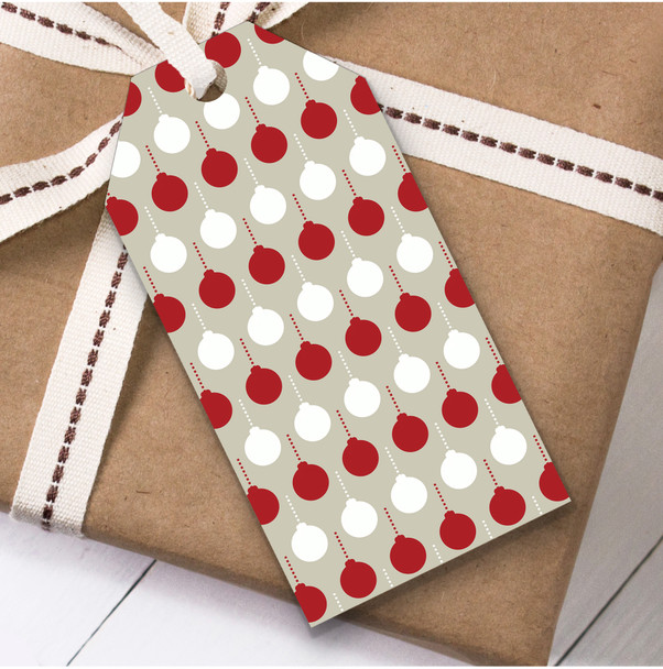 Red And White Baubles Christmas Gift Tags