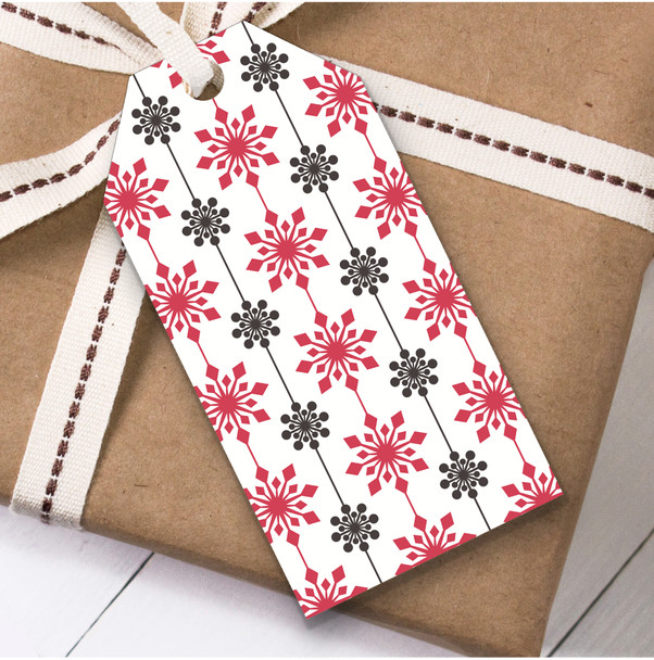 Red Snowflake Stripes Christmas Gift Tags