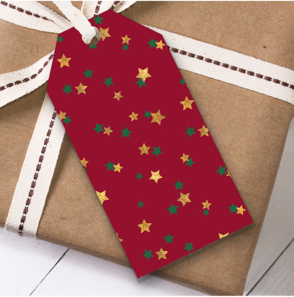 Red Gold Green Stars Christmas Gift Tags
